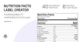Nutrition Facts Label Creator (Gutenberg Block)